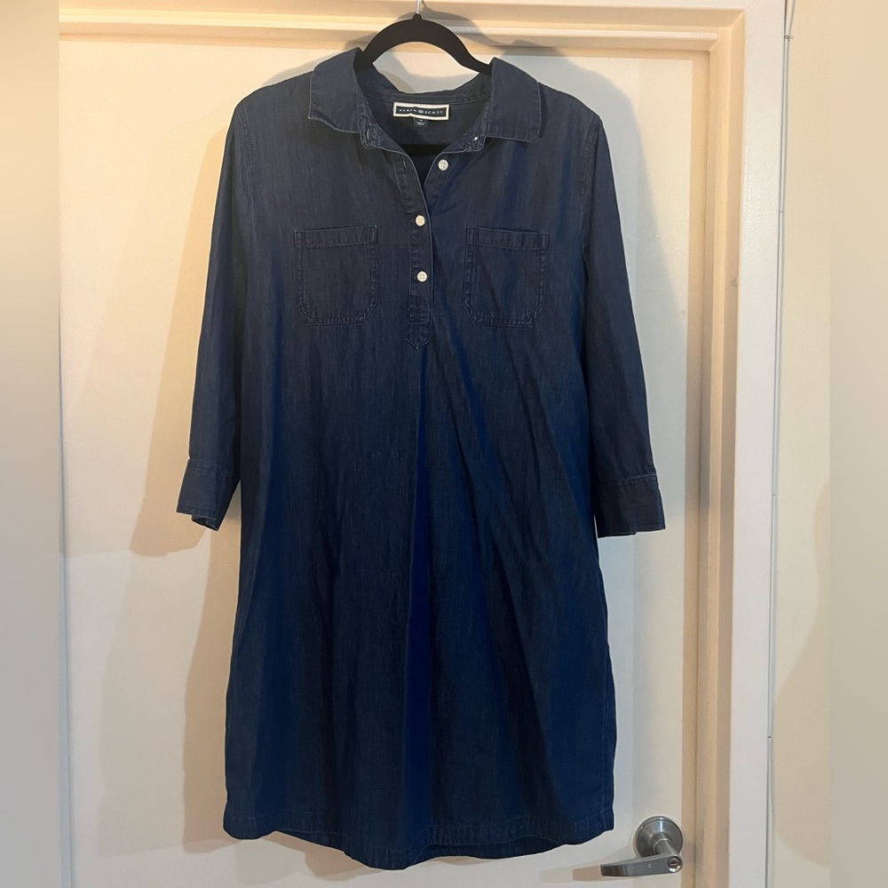 Karen Scott - Blue Cotton Chambray Dress - Women’s Size Medium - Good Condition